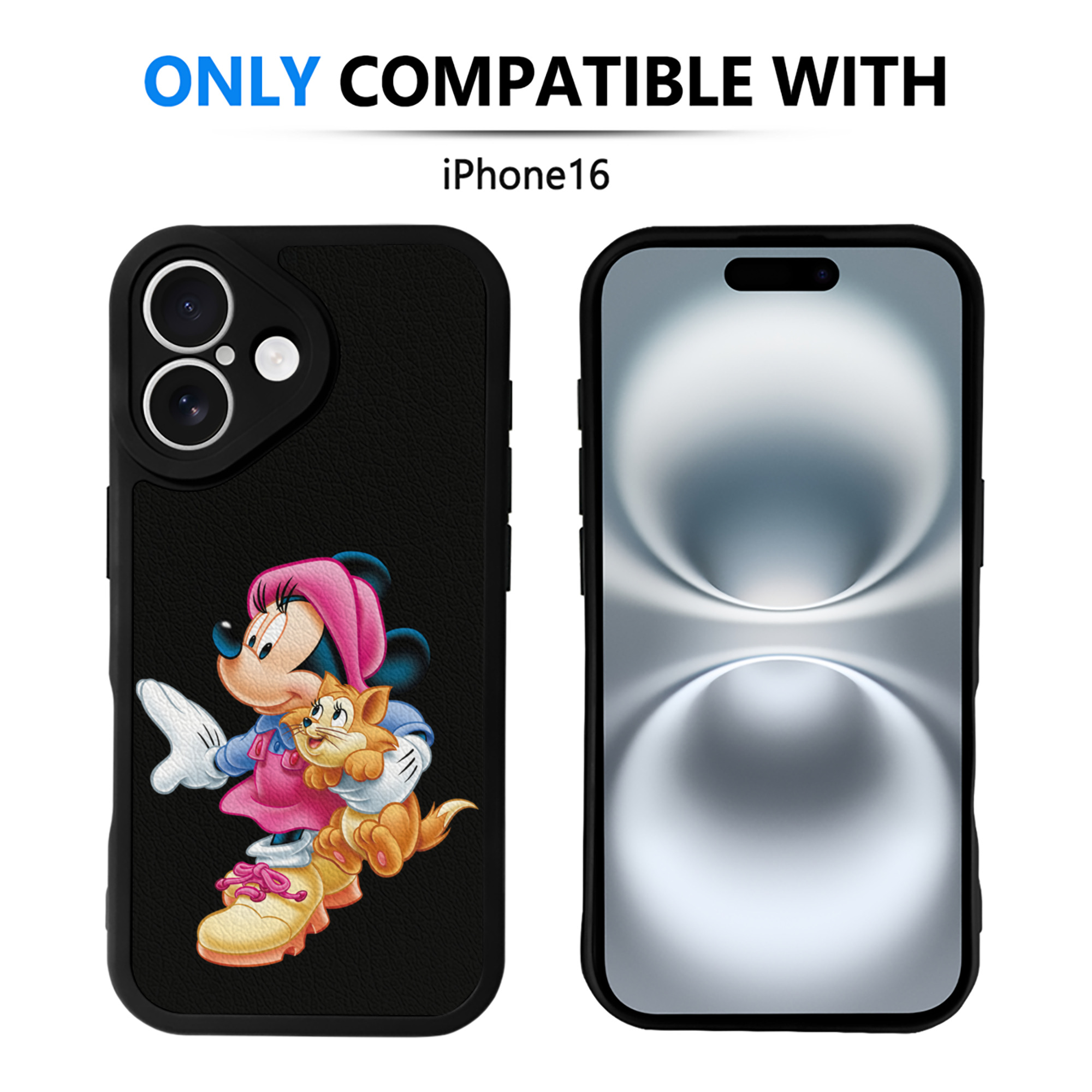 （画像用） ミッキーマウス Mickey Mouse 【iPhone 16シリーズ対応】シリコンスマホケース（レザー調） 材質：シリコン